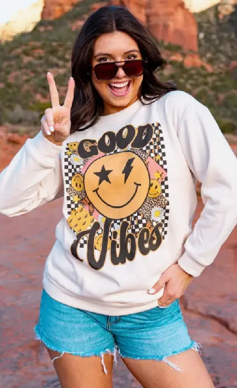 GOOD VIBES SWEATSHIRT Hoodie with Pattern Geometric Abstract
