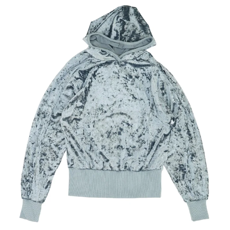 Gray Solid Hoodie Hoodie with Thumb Holes Functional Cozy