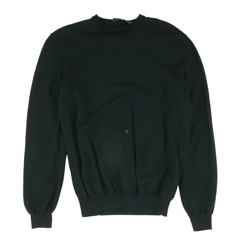 Green Solid Crewneck Sweater Chenille Blend Fleece Blend Nylon Blend