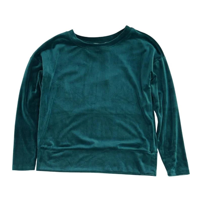 Green Solid Sweatshirt Hoodie with Hem Ribbing Snug Secure