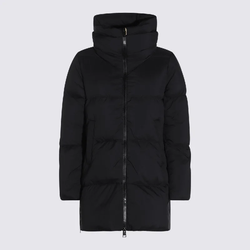 Herno Coats Black Fur-Trimmed Winter Coat