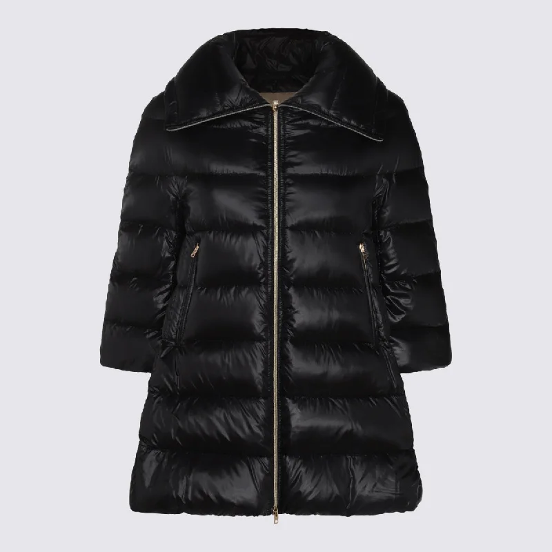 Herno Coats Black Longline Wool Coat