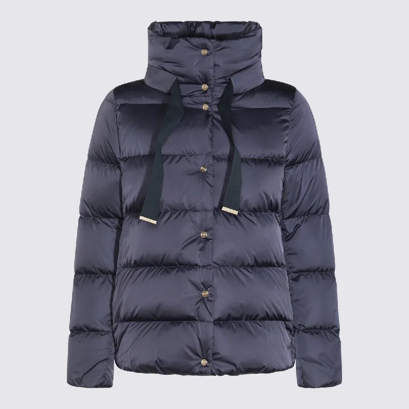 Herno Coats Blue Pastel Wool Peacoat