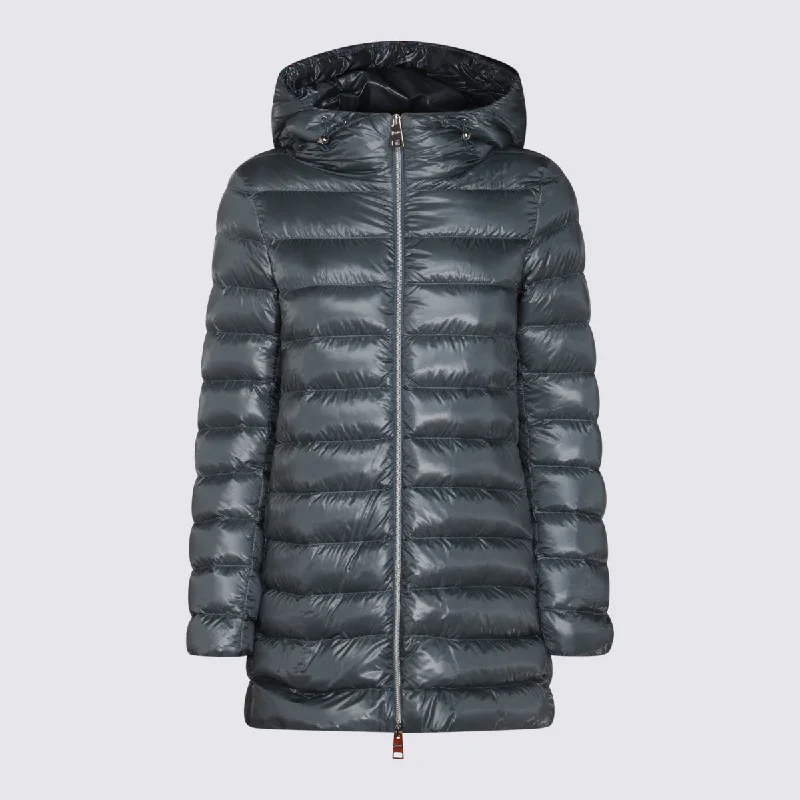 Herno Coats Clear Blue Minimalist Wool Duster
