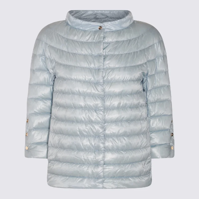 Herno Coats Light Blue Belted Wool Overcoat