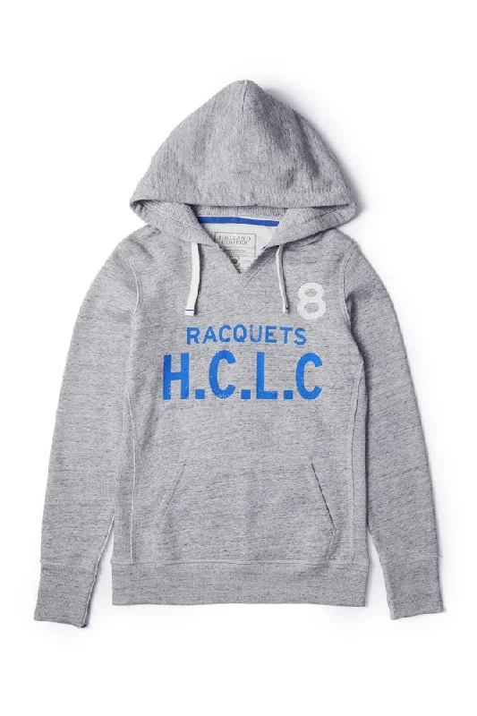 Racquets Hoodie - Grey Marl Hoodie with Zipper Placket Modern Functional