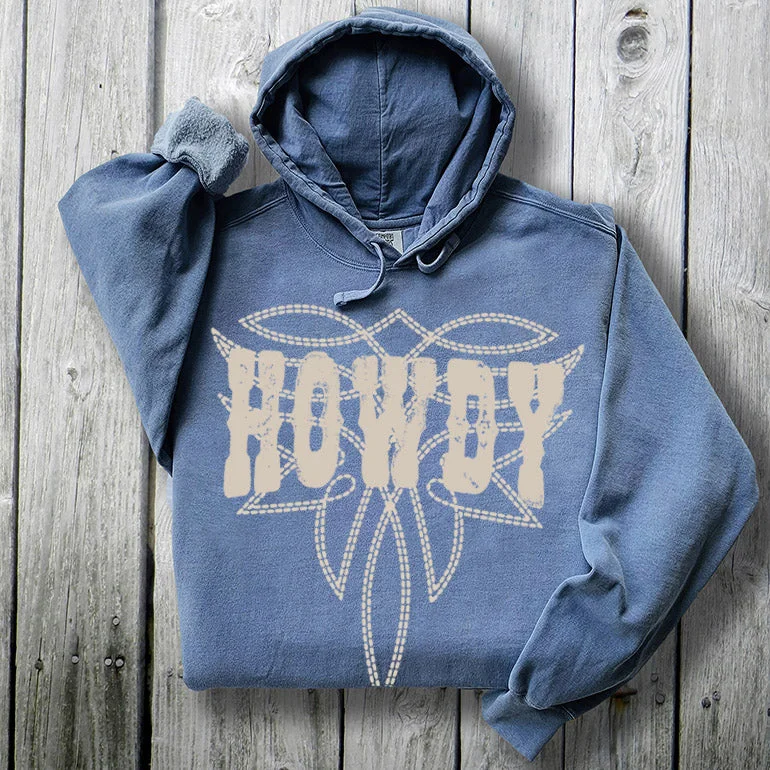Lala Sista Howdy Western Stitch Graphic Garment Dyed Hoodie Hoodie with Relaxed Fit Easy Casual Lala Sista Howdy Western Stitch Graphic Garment Dyed Hoodie Hoodie with Relaxed Fit Easy Casual