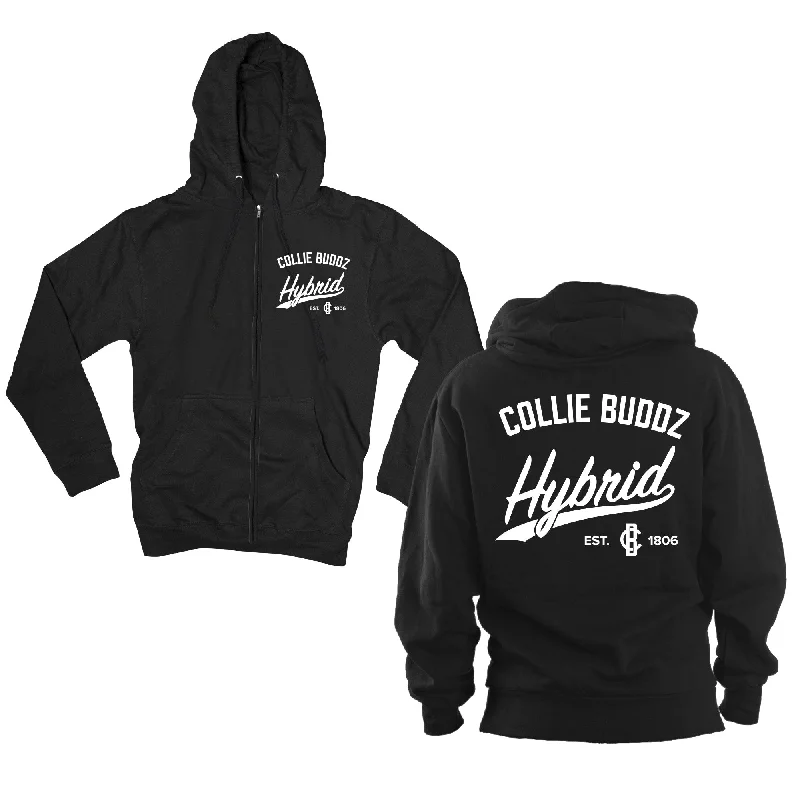 Collie Buddz - Hybrid Collection Black & White Full Zip Hoodie Hoodie with Mock Neck Collared Structured Collie Buddz - Hybrid Collection Black & White Full Zip Hoodie Hoodie with Mock Neck Collared Structured