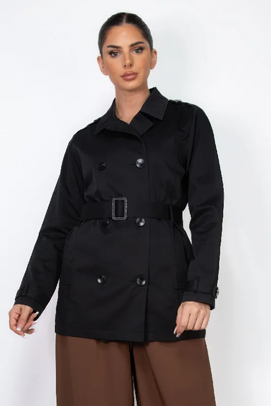 Double-breasted Notch Belted Coat Double-Breasted Trench