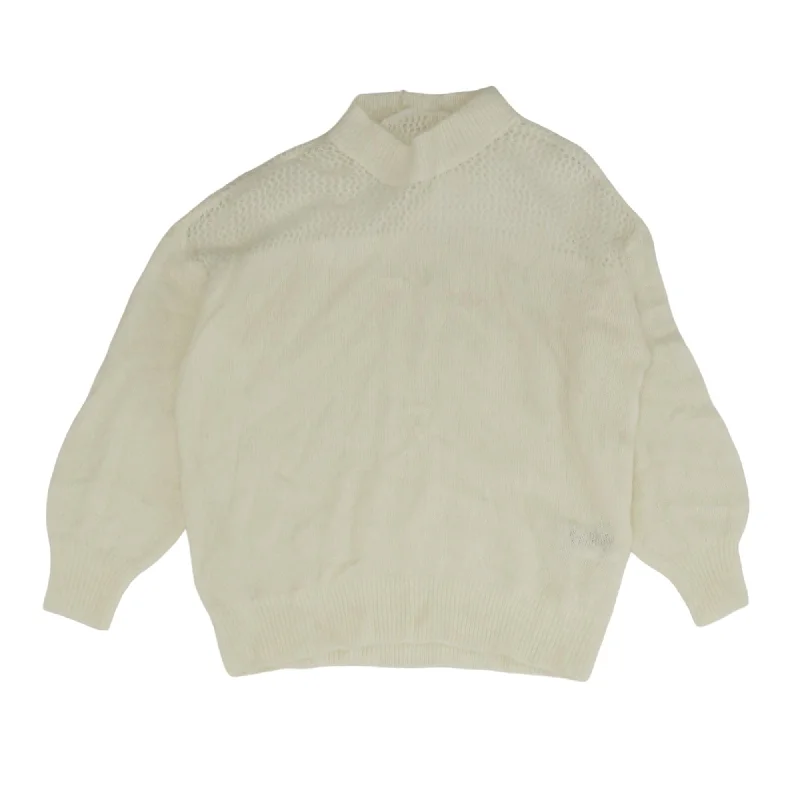 Ivory Solid Crewneck Sweater Neon Metallic Matte