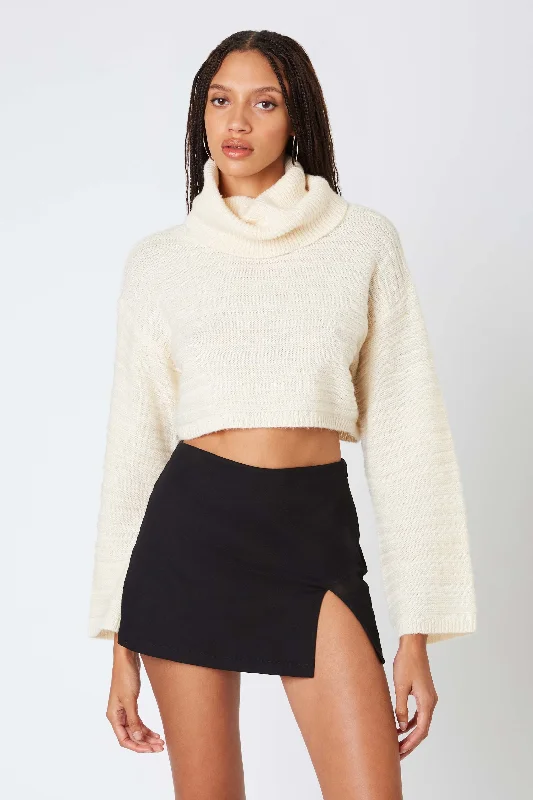 Jaxson Crop Turtleneck Sweater Polka Dot Checkered Tartan