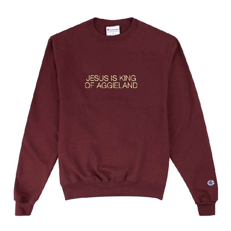 Jesus is King of Aggieland Sweatshirt Hoodie with Sequins Glamorous Eye-catching