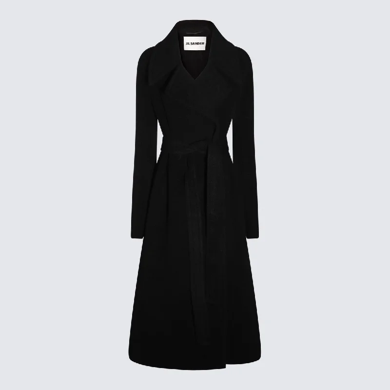 Jil Sander Coats Black Adjustable Waist Parka