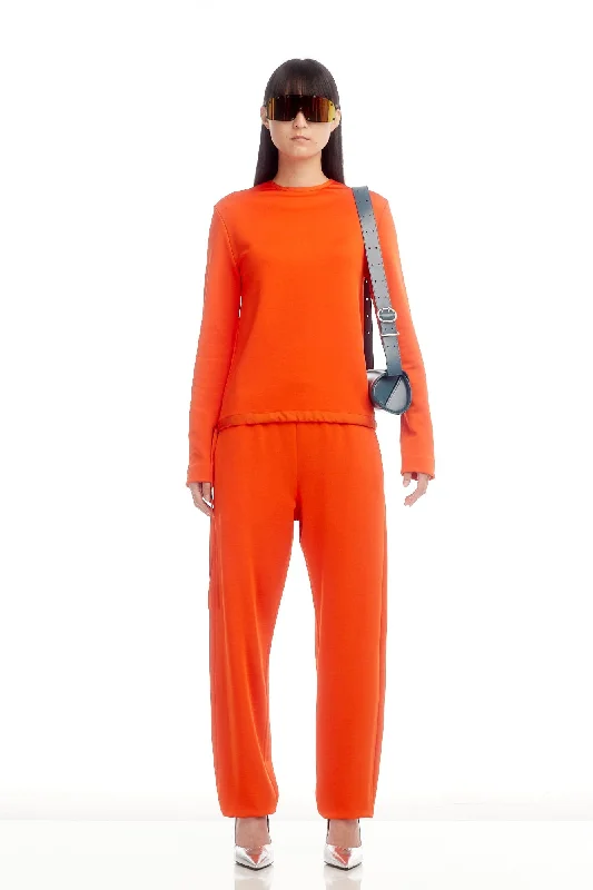 Jil Sander Crew Neck Sweatshirt with Drawstring in Paprika Hoodie with Snap Buttons Easy Quick Jil Sander Crew Neck Sweatshirt with Drawstring in Paprika Hoodie with Snap Buttons Easy Quick