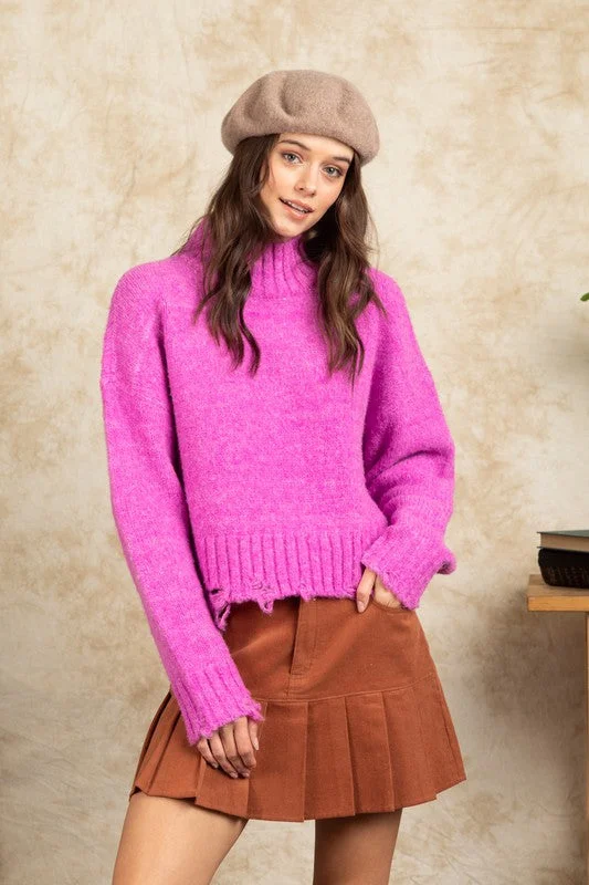 Jordan Mock Neck Sweater Welt Pockets Slit Pockets Flap Pockets