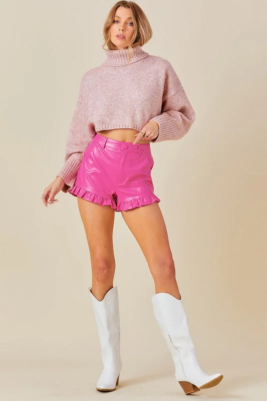 Katie Turtleneck Sweater Mauve Zippered Buttoned Snapped