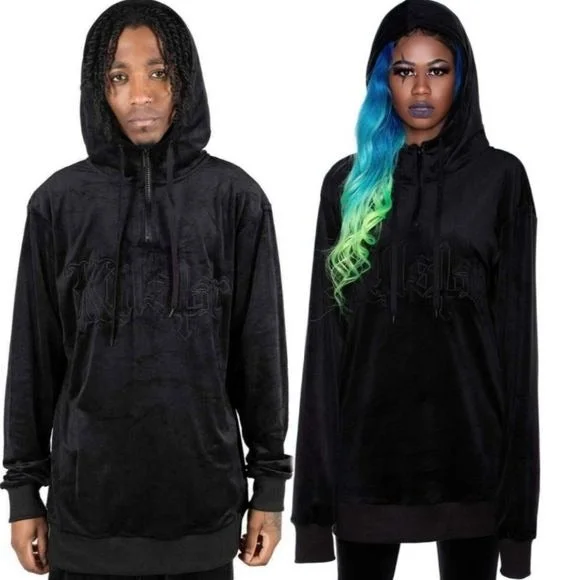 Fester Velour Unisex Hoodie | Black Soft Cotton Hoodie with Camouflage Military Edgy Fester Velour Unisex Hoodie | Black Soft Cotton Hoodie with Camouflage Military Edgy