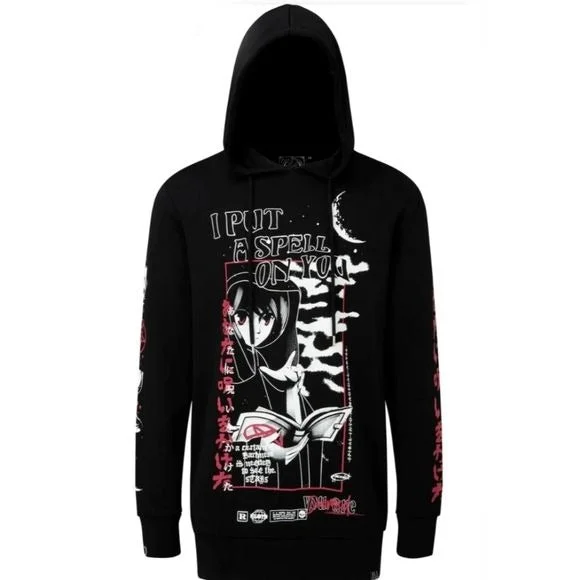 Spell Long Hoodie | Black Oversized Hood Soft Cotton Hoodie with Reflective Safety Nightwear Spell Long Hoodie | Black Oversized Hood Soft Cotton Hoodie with Reflective Safety Nightwear
