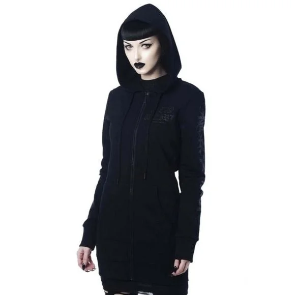 Werido Longline Hoodie | Black on Black Soft Cotton Oversized Hoodie with Gradient Ombre Colorful Werido Longline Hoodie | Black on Black Soft Cotton Oversized Hoodie with Gradient Ombre Colorful