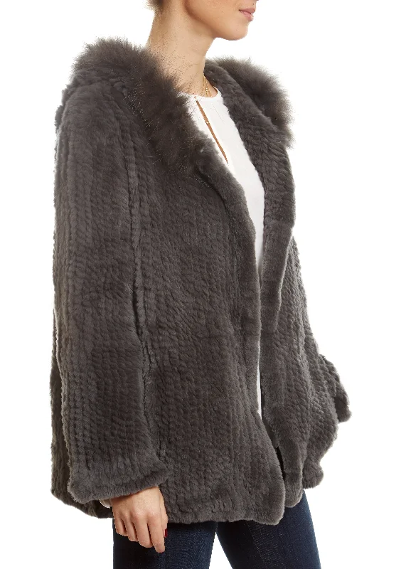 Knitted hoodie with raccoon hood Hoodie with Reflective Safety Nightwear