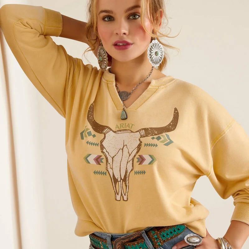 Ladies Ariat Bandana Sweatshirt - 10048623 Hoodie with Front Slit Layering Stylish