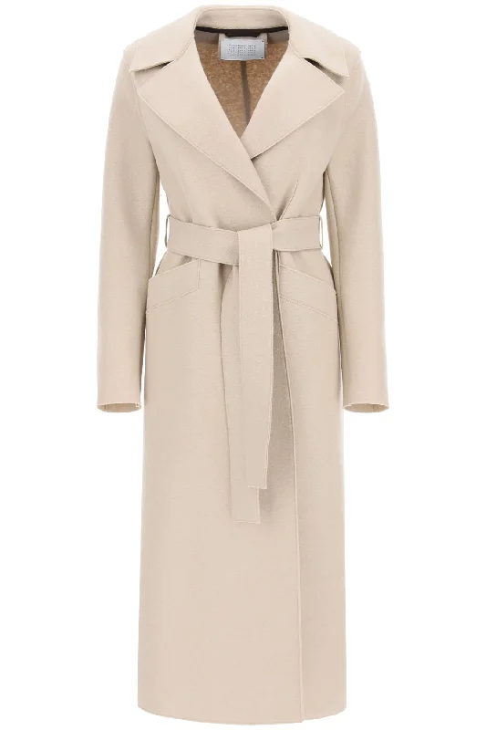 Long Coat In Pressed Wool Flowy Lightweight Kimono
