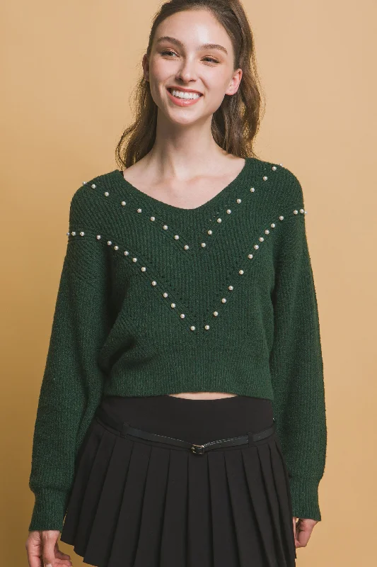 Pearl details sweater Faux Fur Fabric Real Fur Fabric Shearling Fabric