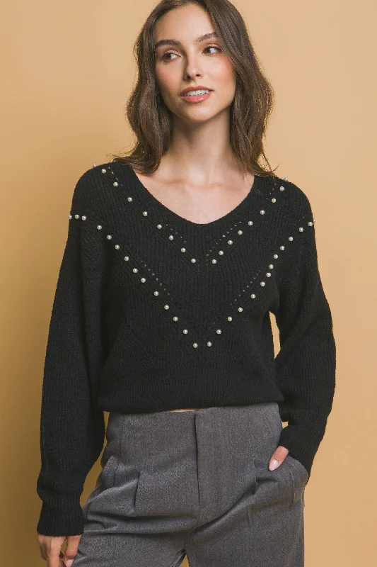 Pearl details sweater Tailored Straight A-Line