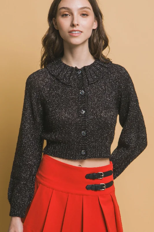 Short collard sweater Welt Pockets Slit Pockets Flap Pockets