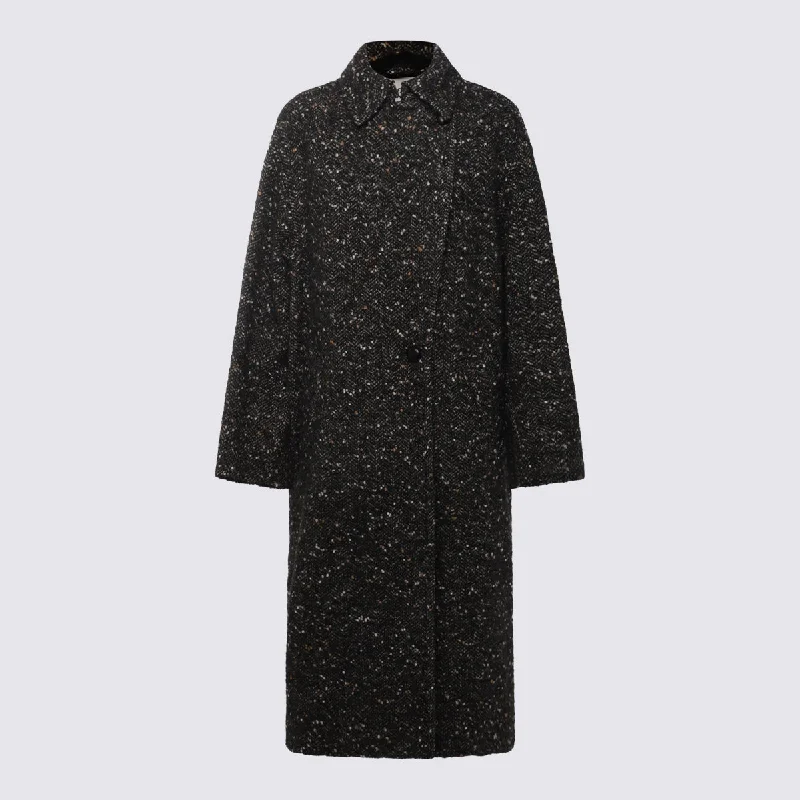 Marant Etoile Coats Black Knit Longline Duster