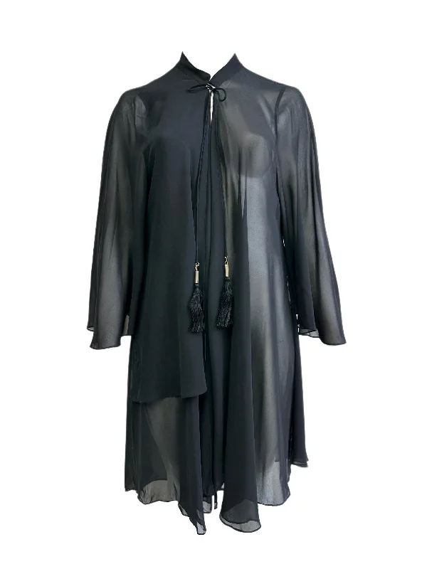 Marina Rinaldi Women's Black Fabula Open Front Dust Coat NWT Stretch Fit Moto Jacket