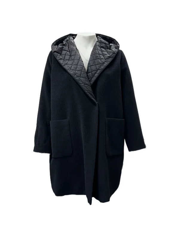 Marina Rinaldi Women's Black Tallero Button Closure Coat NWT Draped Collar Cardigan