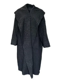 Marina Rinaldi Women's Black Teseo Open Front Wool Coat Size 22W/31 NWT Zipper Front Biker Jacket