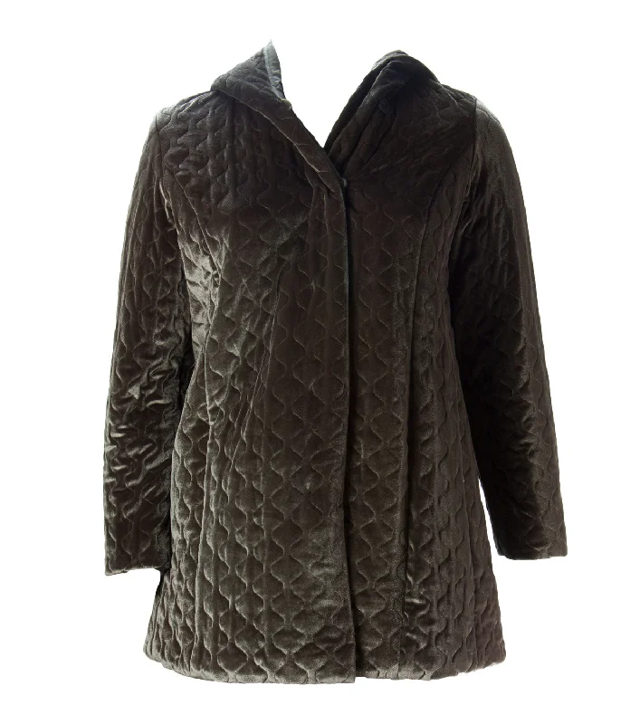 MARINA RINALDI Women's Dark Grey Vajolet Velvet Coat 12W / 21 $945 NWT Modern Asymmetric Coat