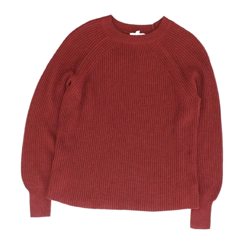 Maroon Solid Crewneck Sweater Notch Collar Peter Pan Collar Cowl Neck