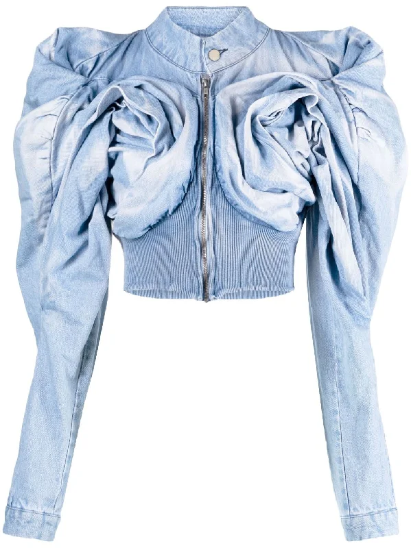 Masha Popova Coats Denim Fitted Faux Suede Blazer