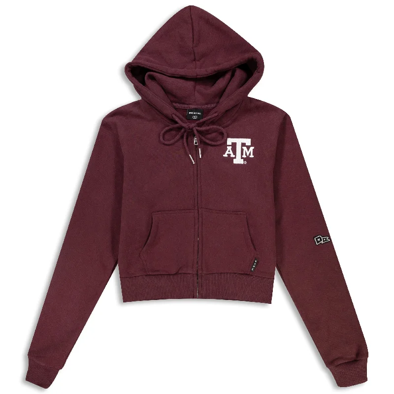 Texas A&M Mia Zip Maroon Hoodie Hoodie with Hood Adjustable Protection