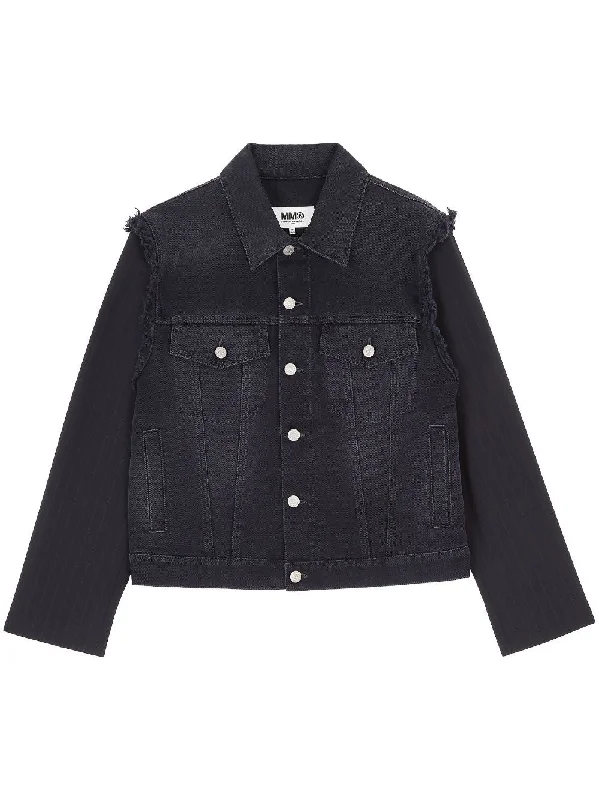Mm6 Maison Margiela Coats Black Checkered Wool Shacket
