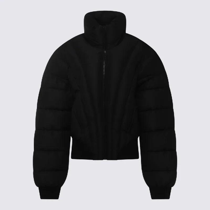 Mugler Coats Black Elegant Cape Blazer