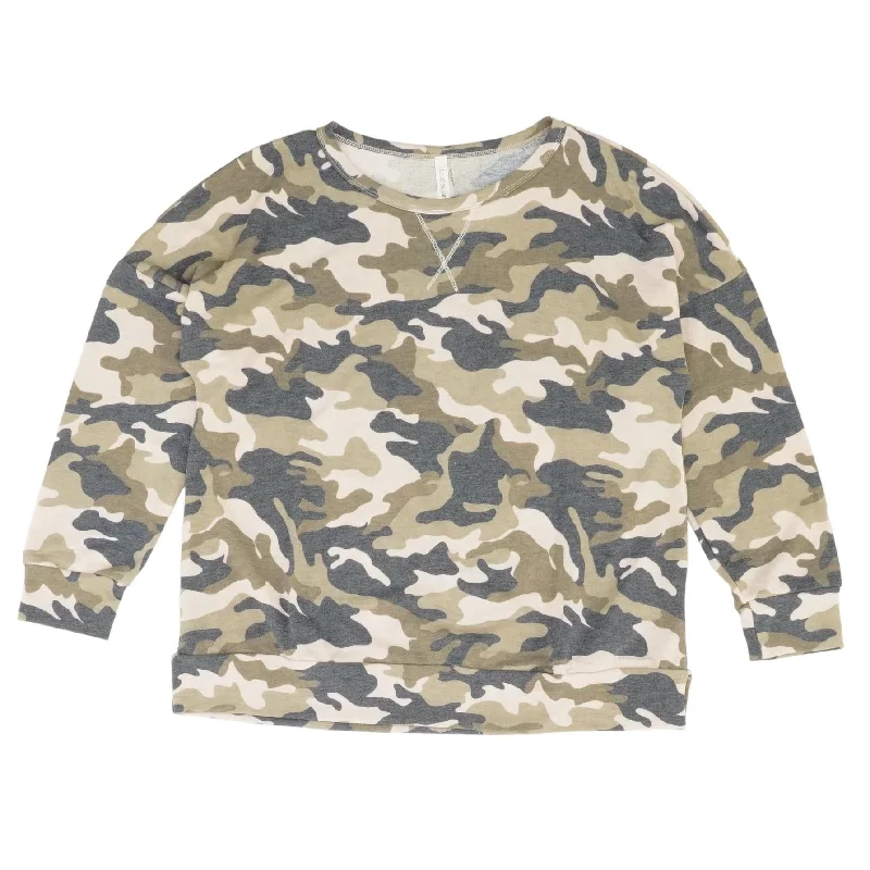 Multi Camo Sweatshirt Hoodie Dress Longline Feminine