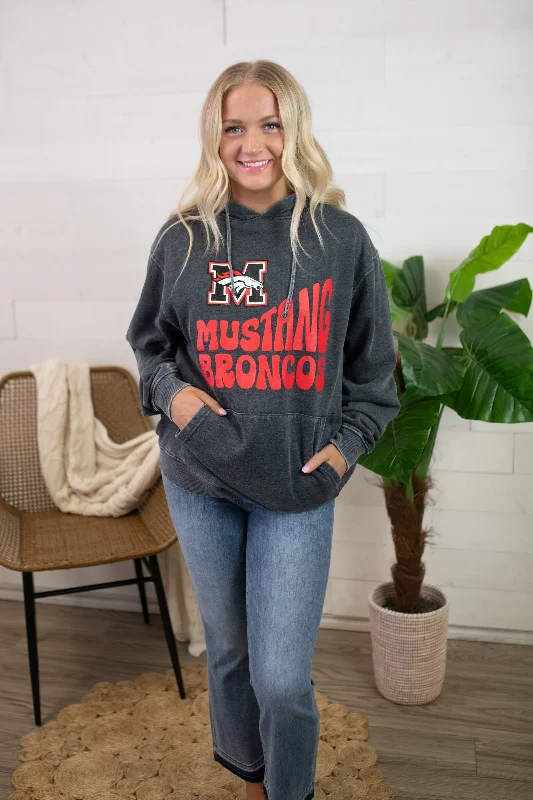 Mustang Broncos Hoodie-Charcoal Hoodie Sweatshirt Pullover