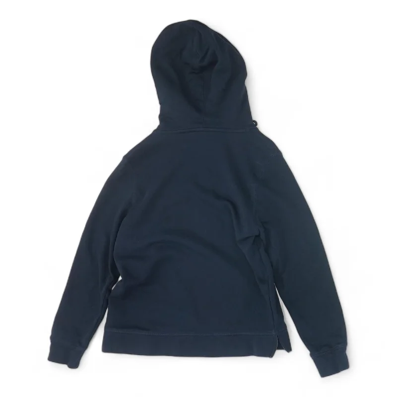 Navy Graphic Hoodie Hoodie with Hem Frayed Vintage Worn