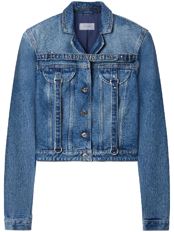 Off White Coats Blue Cropped Fleece Jacket