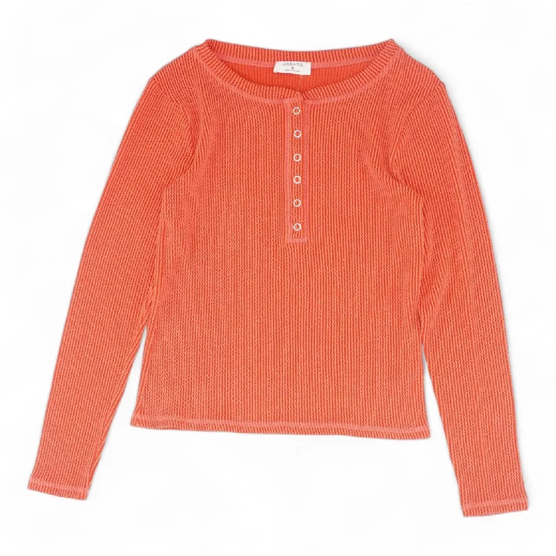Orange Striped Crewneck Sweater Thin Thick Dense