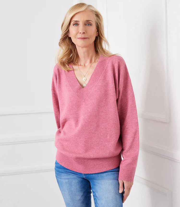 Oversized Pink V Neck Sweater Lace Blend Ribbed Blend Corduroy Blend