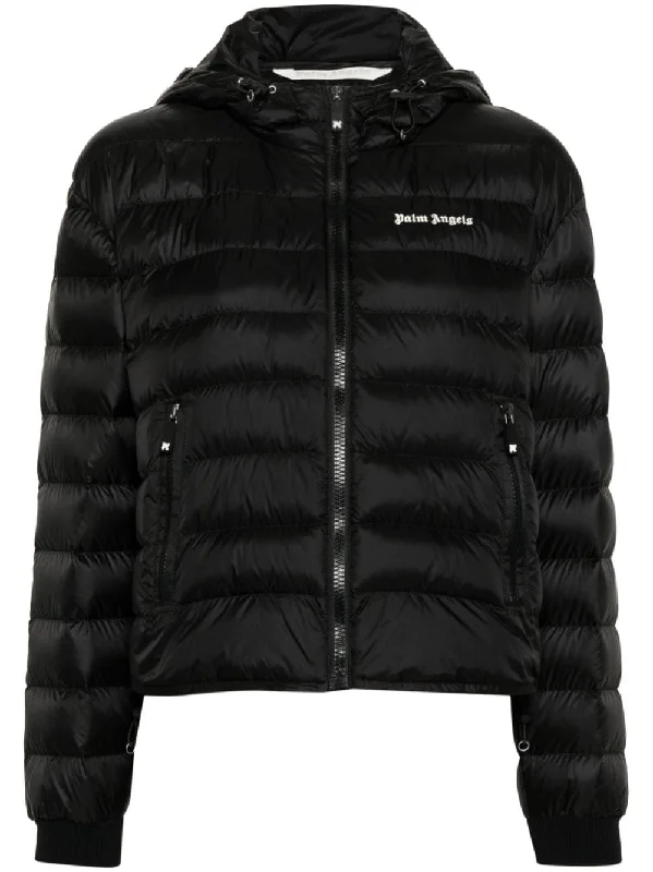 Palm Angels Coats Black Streetwear Bomber Jacket