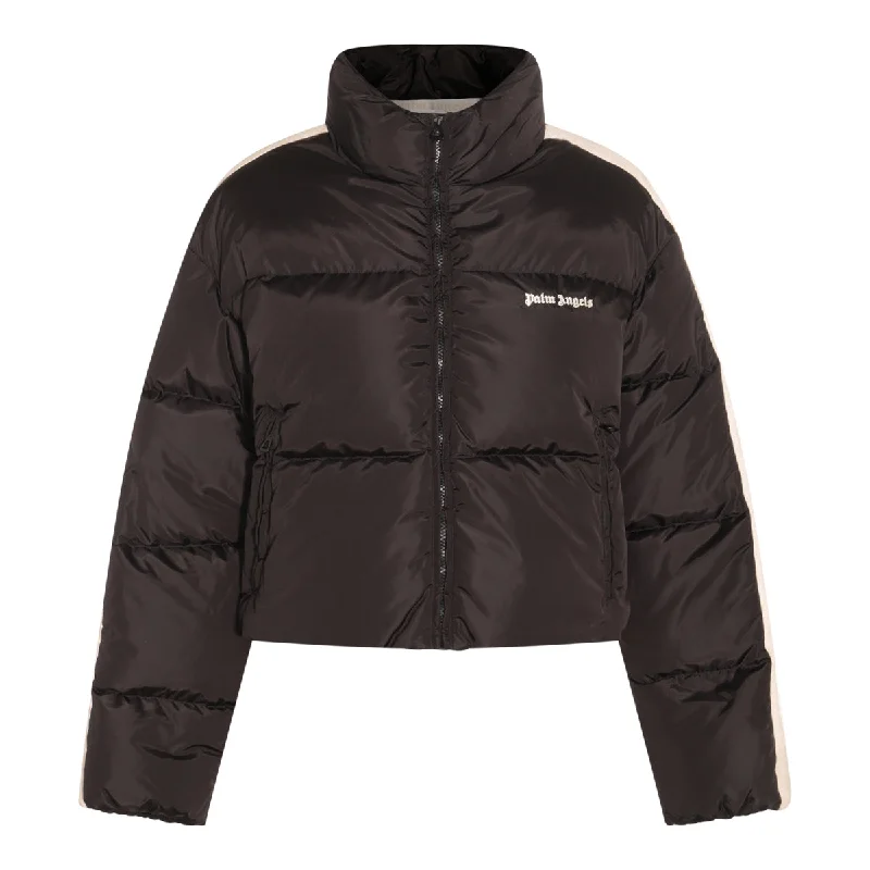 Palm Angels Coats Black Ruched Sleeve Blazer