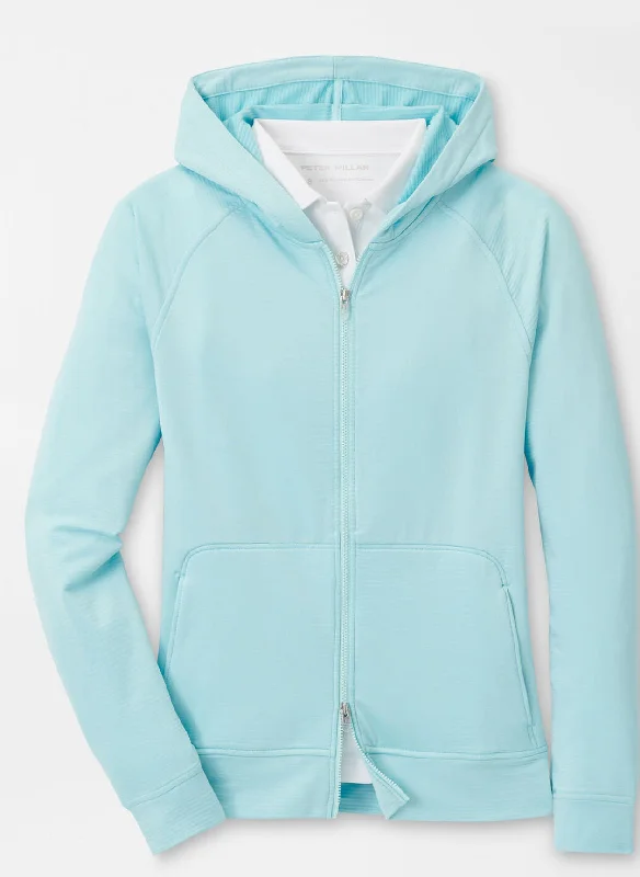 Peter Millar Womens Beaumont Full Zip Hoodie - BLUE SPRUCE Hoodie with Ribbed Hem Stretchable Secure Peter Millar Womens Beaumont Full Zip Hoodie - BLUE SPRUCE Hoodie with Ribbed Hem Stretchable Secure