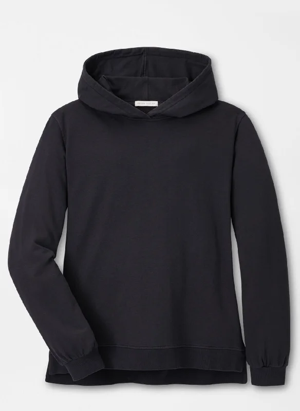 Peter Millar Womens Lava Wash Relaxed Hoodie - BLACK Hoodie with Ribbed Cuffs Snug Fit Comfort Peter Millar Womens Lava Wash Relaxed Hoodie - BLACK Hoodie with Ribbed Cuffs Snug Fit Comfort