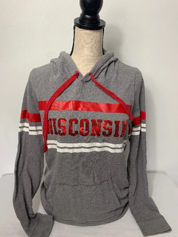 Pink Victoria's Secret Wisconsin Hoodie Size Medium Hoodie with Hem Lace Feminine Delicate
